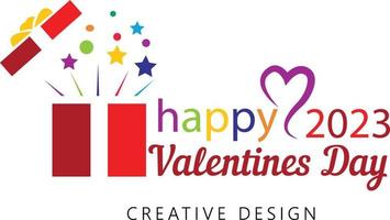 Happy Valentine 2023 Greeting Poster with gift box vector