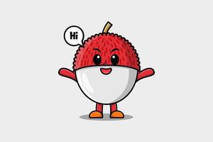 cartoon Lychee character with happy expression vector