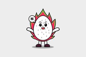 Cute cartoon Dragon fruit with happy expression vector