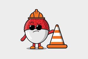 Construction worker Lychee cute character vector