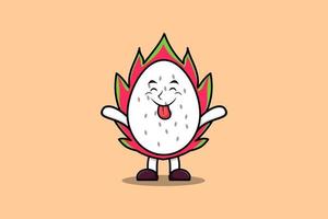 personaje de fruta de dragón de dibujos animados lindo con llamativo vector