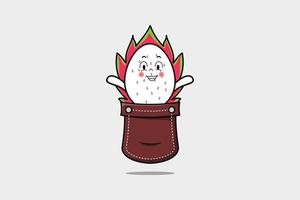 Cute cartoon Dragon fruit coming out from pocket vector
