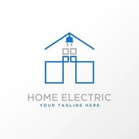 casa simple y única y componente eléctrico o imagen de iluminación icono gráfico diseño de logotipo concepto abstracto vector stock. se puede utilizar como un símbolo relacionado con la tecnología o la propiedad