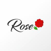 Simple and unique Letter or writing ROSE script font with and leaf image graphic icon logo design abstract concept vector stock. Can be used as a symbol related to romance or plant