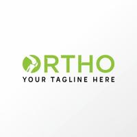 Simple and unique Letter or writing ORTHO font with knee bone in word O image graphic icon logo design abstract concept vector stock. Can be used as a symbol related to health or initial