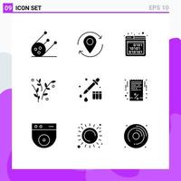 9 Creative Icons Modern Signs and Symbols of device spring binary plant leaf Editable Vector Design Elements