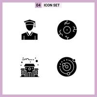 4 User Interface Solid Glyph Pack of modern Signs and Symbols of cap school eye horror planetary system Editable Vector Design Elements