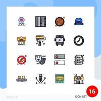 Flat Color Filled Line Pack of 16 Universal Symbols of internet call sport business american Editable Creative Vector Design Elements