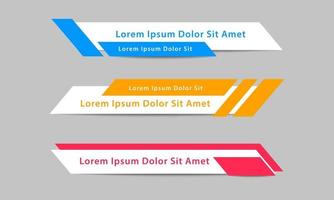 diseño geométrico de plantilla de tercer banner inferior. diseño de barra vectorial para transmisión de televisión, transmisión, noticias deportivas. tercio inferior colorido simple vector