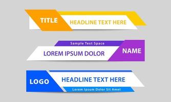 Geometric lower third banner template design. Colorful lower third bar set vector. Simple, clean style template vector