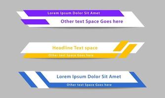 Geometric lower third banner template design. Vector bar layout for tv broadcast, streaming, sports news. Simple colorful lower third