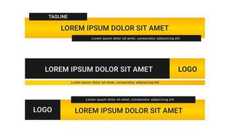 Newscast lower third banner vector. Set of lower third bar templates for breaking news, sports news on television, video and media online vector