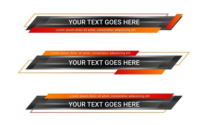 New broadcast lower third banner vector. Set of lower third bar templates for breaking news, sports news on television, video and media online