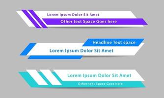diseño geométrico de plantilla de tercer banner inferior. vector de conjunto de tercera barra inferior colorido. plantilla de estilo simple y limpio