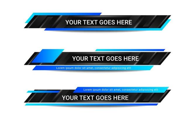 New broadcast lower third banner vector. Set of lower third bar templates for breaking news, sports news on television, video and media online