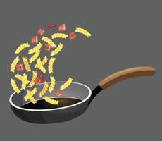 Macaroni with ingredient in a pan vector illustration