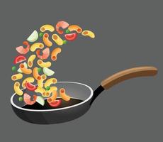 Macaroni with ingredient in a pan vector illustration