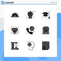 Set of 9 Modern UI Icons Symbols Signs for shopping good cap ecommerce study Editable Vector Design Elements