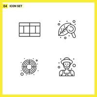 Mobile Interface Line Set of 4 Pictograms of field goal agriculture nature farmer Editable Vector Design Elements