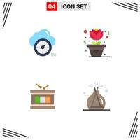 Editable Vector Line Pack of 4 Simple Flat Icons of dashboard irish cloud pot incense Editable Vector Design Elements