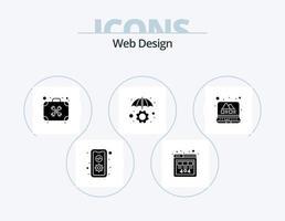 Web Design Glyph Icon Pack 5 Icon Design. development. protection. server. insurance. tools vector