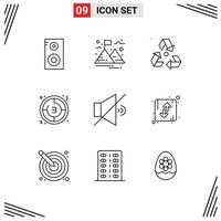 9 Thematic Vector Outlines and Editable Symbols of speaker stopwatch environment clock timer Editable Vector Design Elements