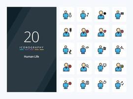 20 Human line Filled icon for presentation vector