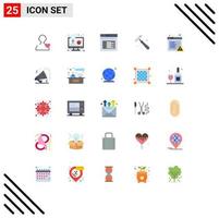 25 Universal Flat Colors Set for Web and Mobile Applications error alert page tool hammer Editable Vector Design Elements