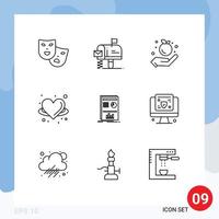 Universal Icon Symbols Group of 9 Modern Outlines of layout wing farming love fairy Editable Vector Design Elements