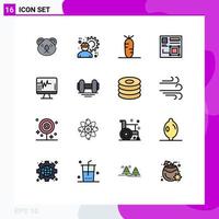 16 Creative Icons Modern Signs and Symbols of web design labour browser vegetables Editable Creative Vector Design Elements