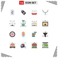 16 Thematic Vector Flat Colors and Editable Symbols of solution bulb argosy necklace fashion Editable Pack of Creative Vector Design Elements