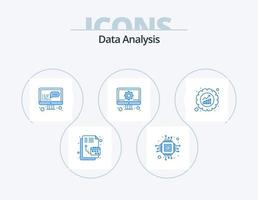 análisis de datos paquete de iconos azules 5 diseño de iconos. gráfico. administración. datos. desarrollo. administración vector