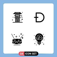 Mobile Interface Solid Glyph Set of 4 Pictograms of agriculture drum well crypto music Editable Vector Design Elements