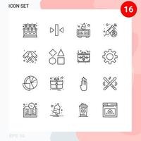 Editable Vector Line Pack of 16 Simple Outlines of firefighter axe alarm injection day Editable Vector Design Elements