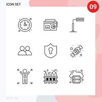 User Interface Pack of 9 Basic Outlines of access user media contact road Editable Vector Design Elements