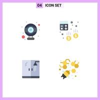 Set of 4 Vector Flat Icons on Grid for computer plumbing account calculator bee Editable Vector Design Elements