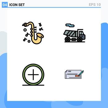 Modern Set of 4 Filledline Flat Colors and symbols such as instrument new bike add check Editable Vector Design Elements