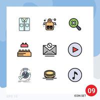 9 Filledline Flat Color concept for Websites Mobile and Apps mail email restaurant lego bricks Editable Vector Design Elements