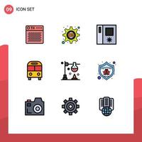 Editable Vector Line Pack of 9 Simple Filledline Flat Colors of burner logistic css gear deliver auto Editable Vector Design Elements