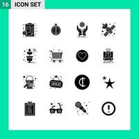 User Interface Pack of 16 Basic Solid Glyphs of satellite media graduate communication dollar Editable Vector Design Elements