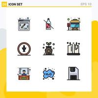 Pictogram Set of 9 Simple Filledline Flat Colors of growth pointer bus navigation direction Editable Vector Design Elements