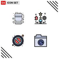 Modern Set of 4 Filledline Flat Colors and symbols such as coffee cup stop user star folder Editable Vector Design Elements