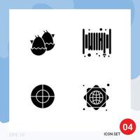 4 Universal Solid Glyphs Set for Web and Mobile Applications egg gun nature fire global infrastructure Editable Vector Design Elements