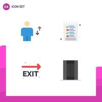 Set of 4 Modern UI Icons Symbols Signs for avatar exit human list leave Editable Vector Design Elements