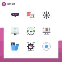 Universal Icon Symbols Group of 9 Modern Flat Colors of bulb programming database development computer Editable Vector Design Elements