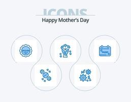 feliz día de la madre icono azul paquete 5 diseño de iconos. . flor. . mamá vector