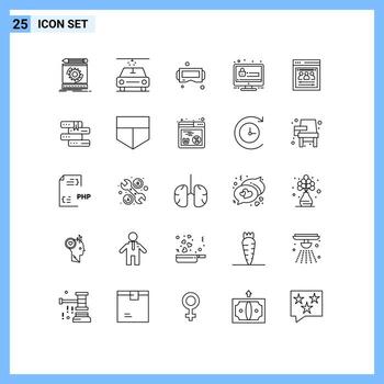 Stock Vector Icon Pack of 25 Line Signs and Symbols for web developers organization page glasses security seo Editable Vector Design Elements