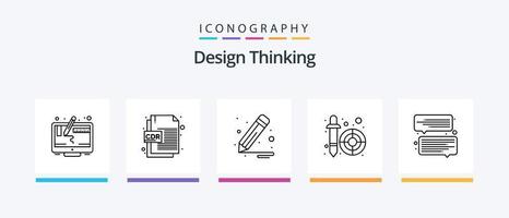 paquete de iconos de línea 5 de pensamiento de diseño que incluye . lápiz. expediente. ai. diseño de iconos creativos vector