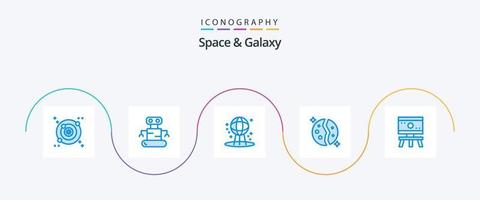 paquete de iconos space and galaxy blue 5 que incluye ciencia. átomo. espacio. espacio. galaxia vector