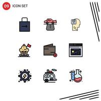 9 iconos creativos signos y símbolos modernos de cocina chef alfombra datos masculinos elementos de diseño vectorial editables vector